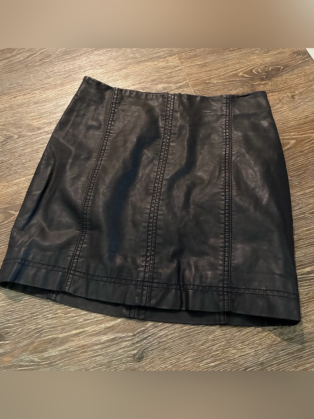 Free people Black Faux Leather Mini Skirt - Classic Panel Detail